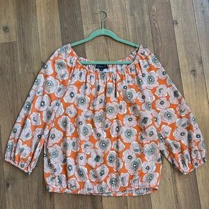 Coral Floral Jones New York Puff Sleeve Blouse - Large